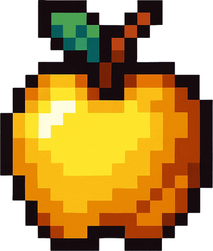 Make me a gold apple 2d pixel.
In-Game asset.  2d.  High contrast.  No shadows