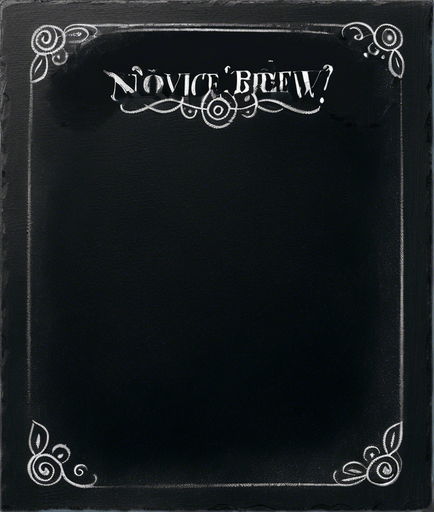 Text "NOVICE BREW" handwritten in white chalk