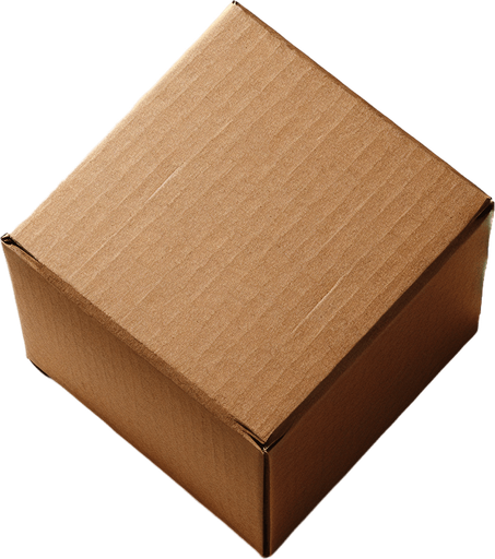 brown paper box, top view.