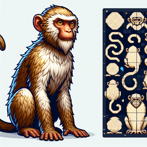 create a monkey.
Single Game Texture.  In-Game asset.  2d.  Blank background.  High contrast.  No shadows