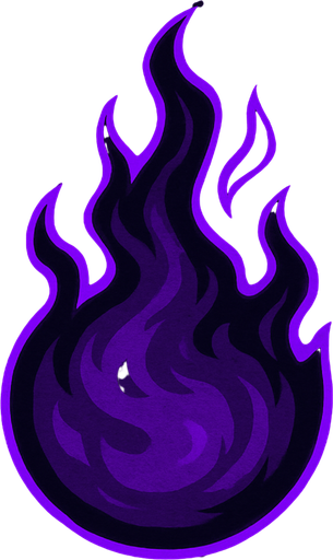 Karanlık morumsu ateşi yukarı doğru olan alev topu.
In-Game asset.  2d.  High contrast.  No shadows