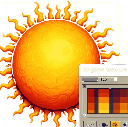 Sun.
Single Game Texture.  In-Game asset.  2d.  Blank background.  No shadows