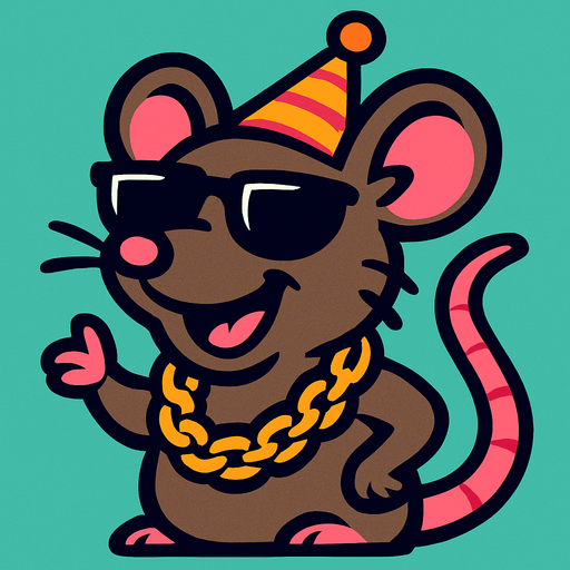 Make a rat with a gold chain, party hat, and shades also make him happy.
In-Game asset.  2d.  High contrast.  No shadows
