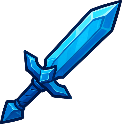 Sharp blue sword.
In-Game asset.  2d.  High contrast.  No shadows