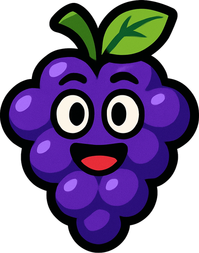 Grape 
with face.
In-Game asset.  2d.  High contrast.  No shadows