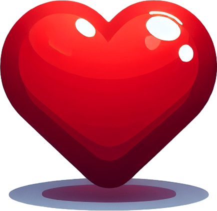 Simple red heart.
Single Game Texture.  In-Game asset.  2d.  Blank background.  High contrast.  No shadows