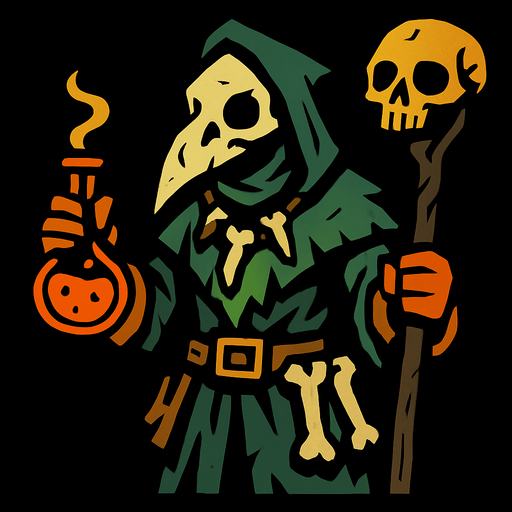 plague bone Alchemist.
In-Game asset.  2d.  High contrast.  No shadows