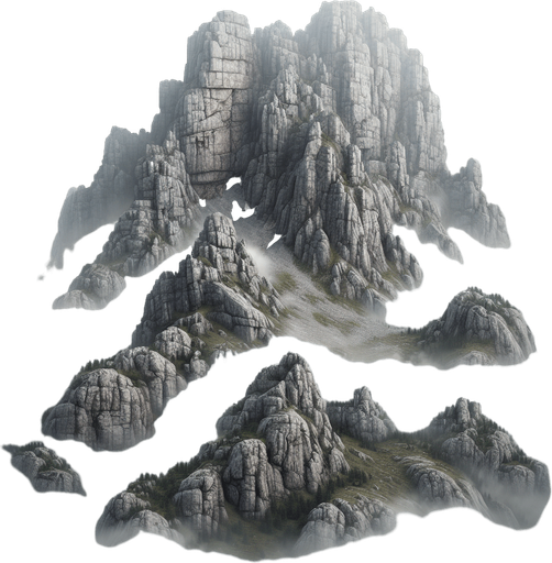 a rocky foggy mountain