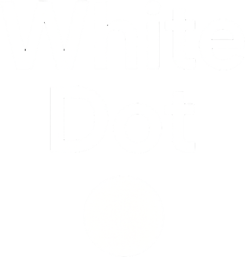 Game title reading White Dot. Minimalistic. White font..
In-Game asset.  2d.  High contrast.  No shadows
