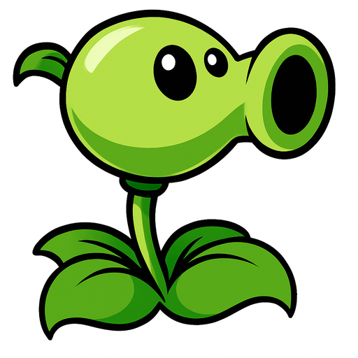 Lanza guisantes de pvsz.
In-Game asset.  2d.  High contrast.  No shadows
