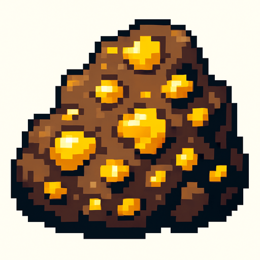 Gold ore poxart.
In-Game asset.  2d.  High contrast.  No shadows