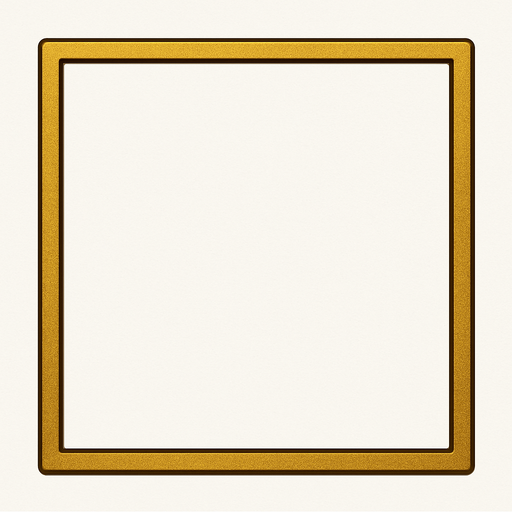 Marco cuadrado, delgado color dorado con un fondo blanco.
In-Game asset.  2d.  High contrast.  No shadows. card