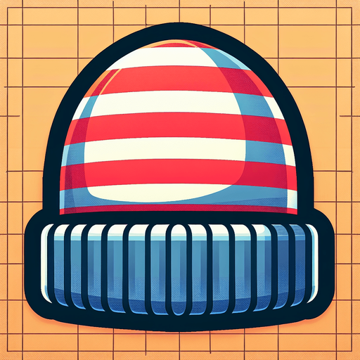 A striped beanie. Side profile. Cartoon..
Single Game Texture.  In-Game asset.  2d.  Blank background.  High contrast.  No shadows