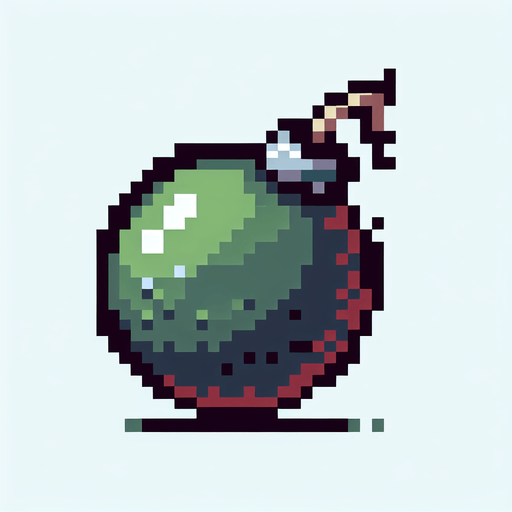 bomb, pixel style, retro.
Single Game Texture.  In-Game asset.  2d.  Blank background.  High contrast.  No shadows