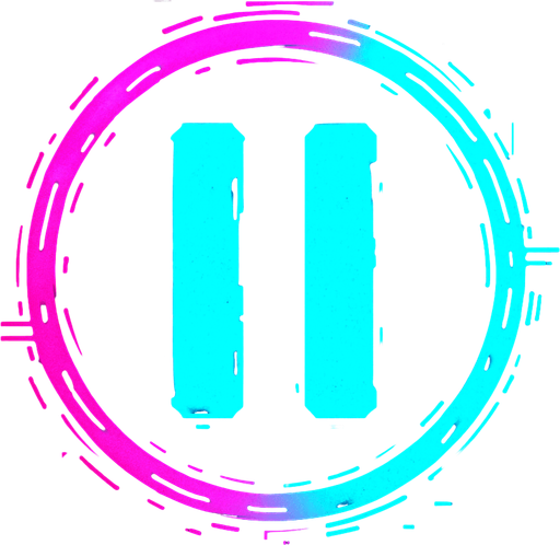 Cyberpunk style pause symbol.
In-Game asset.  2d.  High contrast.  No shadows