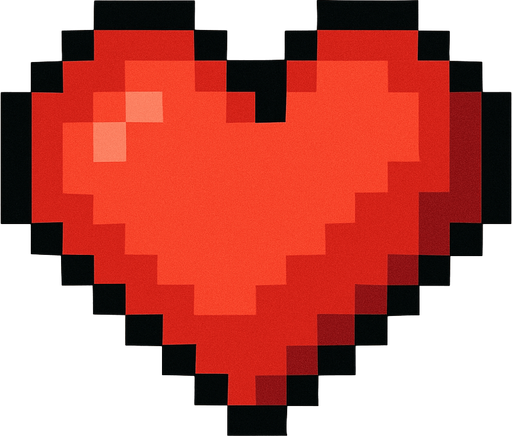 pixel art heart.
In-Game asset.  2d.  High contrast.  No shadows