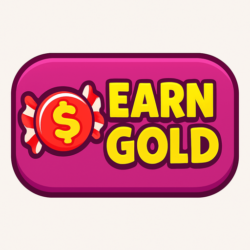 button when clicked earn gold is sweeti. money logo should look like candy.
In-Game asset.  2d.  High contrast.  No shadows