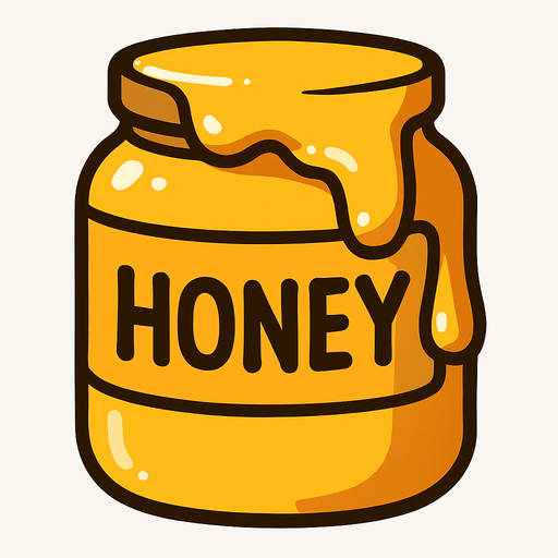 Tarro de miel con un poco de ella desbordandose.
In-Game asset.  2d.  High contrast.  No shadows