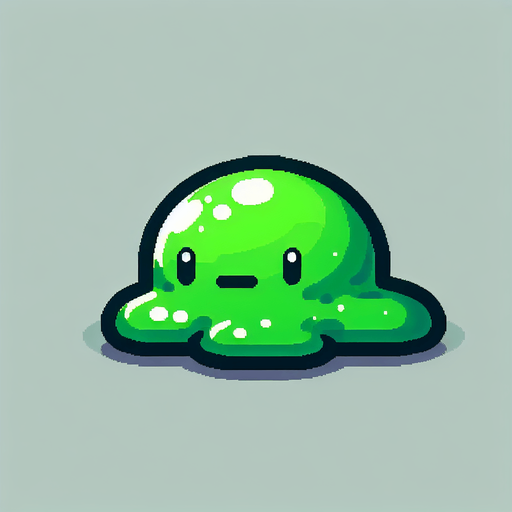 Un slime verde RPG con estilo suave y simple.
Single Game Texture.  In-Game asset.  2d.  Blank background.  High contrast.  No shadows
