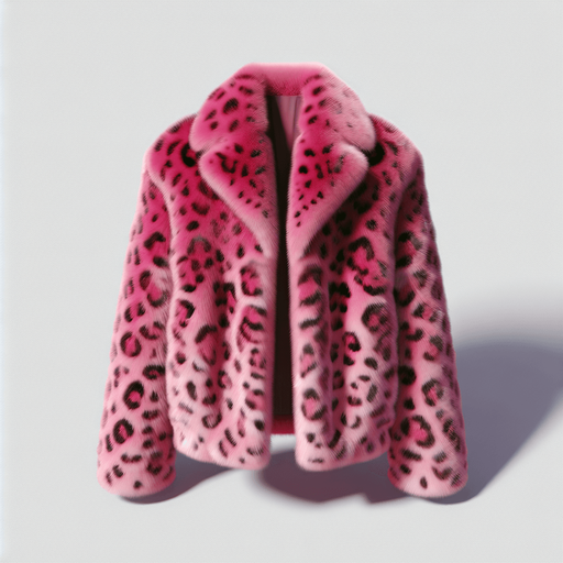 Pink leopard mink coat.
Single Game Texture.  In-Game asset.  2d.  Blank background.  High contrast.  No shadows