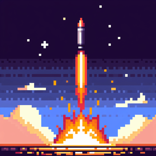 bullet launching upwards.
Single Game Texture. In-Game asset. 2d. Blank background. High contrast. No shadows. Pixelated.