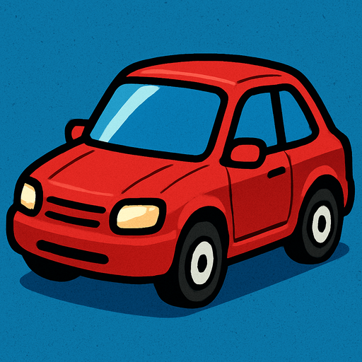 Red car.
In-Game asset.  2d.  High contrast.  No shadows