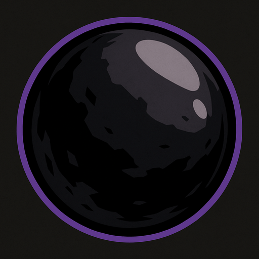 Dark ball.
In-Game asset.  2d.  High contrast.  No shadows