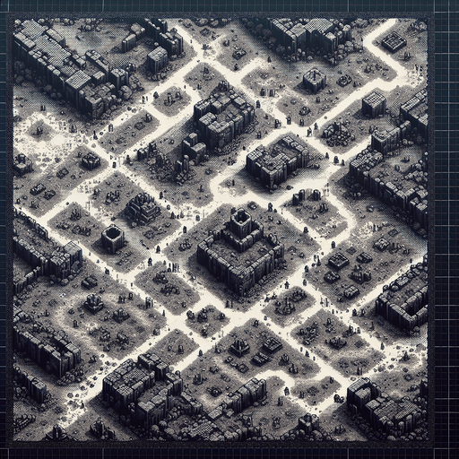 Make a birds eye view of an abandoned ancient battlefield in an 8bit style that would make a good background for a mobile game that would fill the entire screen with no walls.
Single Game Texture. In-Game asset. 2d. Blank background. High contrast. No shadows.