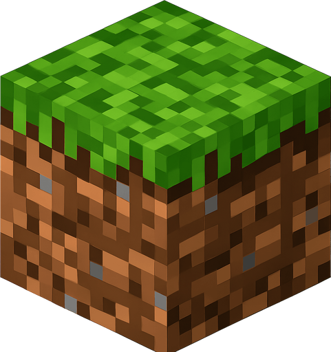 Minecraft çim bloğu.
In-Game asset.  High contrast.  No shadows