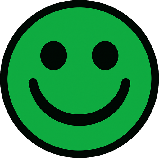 Green smiley ball.
In-Game asset.  2d.  High contrast.  No shadows