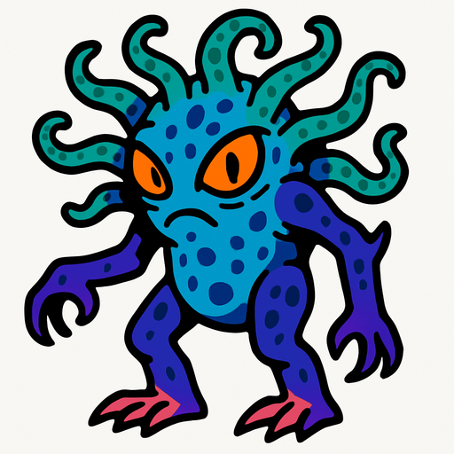 alien creature drawing.
In-Game asset.  2d.  High contrast.  No shadows