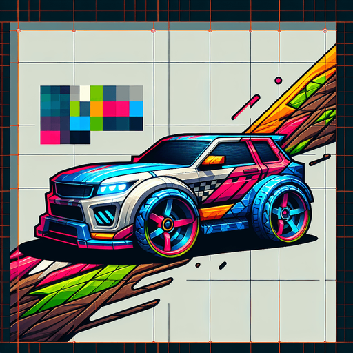 Car.
Single Game Texture.  In-Game asset.  2d.  Blank background.  High contrast.  No shadows