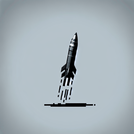 missile that come from air and land in ground.
Single Game Texture. In-Game asset. 2d. Blank background. High contrast. No shadows.