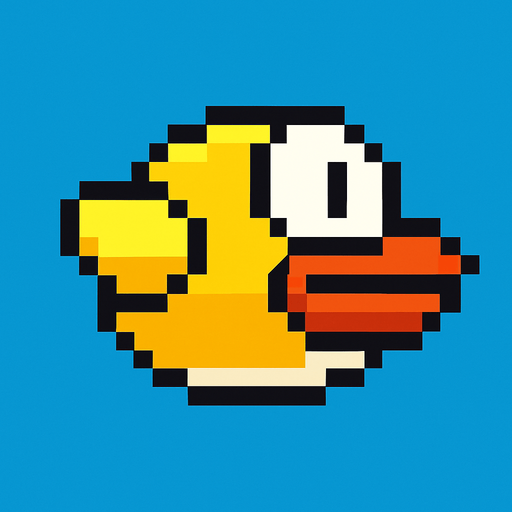 a flappy bird.
In-Game asset.  2d.  High contrast.  No shadows