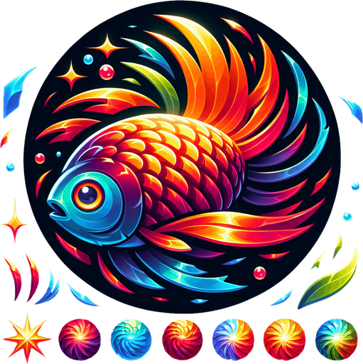 A fish.
Single Game Texture.  In-Game asset.  Blank background.  High contrast.  No shadows