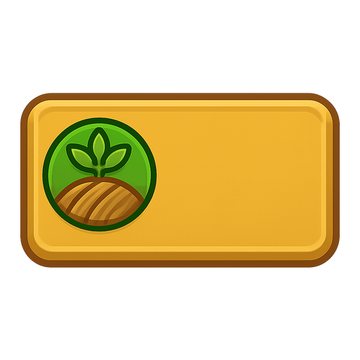 Rectangle button for farming UI.
Single Game Texture.  In-Game asset.  2d.  Blank background.  High contrast.  No shadows