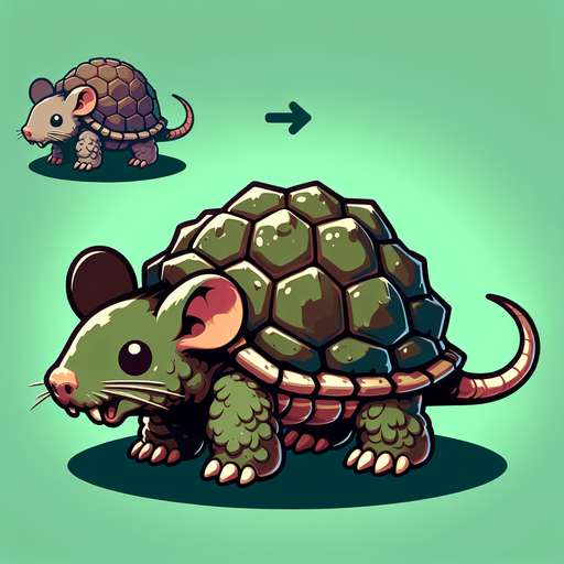 mouse turtle hybrid, cartoon Single Game Texture. In-Game asset. 2d. Blank background. High contrast. No shadows.