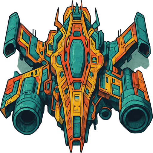 crazy spaceship top view.