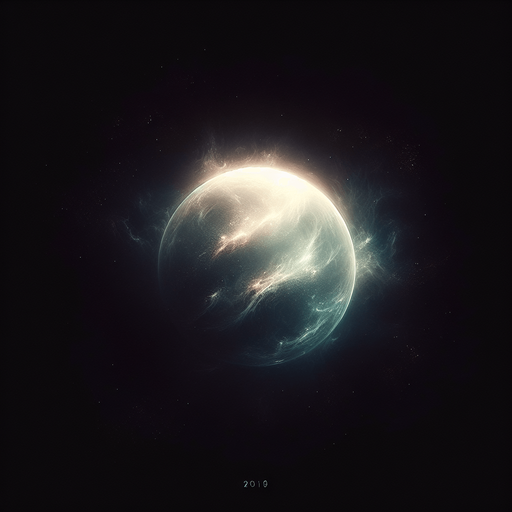 black background ethereal centered planet.