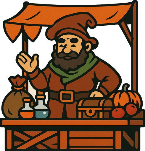 Merchant.
In-Game asset.  2d.  High contrast.  No shadows