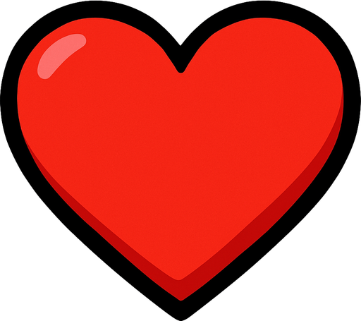 Kırmızı kalp.
In-Game asset.  2d.  High contrast.  No shadows