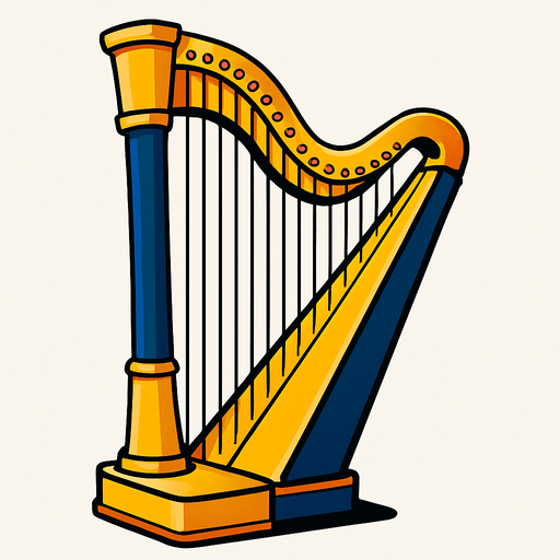 harp.
In-Game asset. 3d.  High contrast.  No shadows