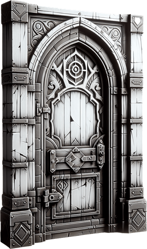 A door.
Single Game Texture.  In-Game asset.  2d.  Blank background.  High contrast.  No shadows