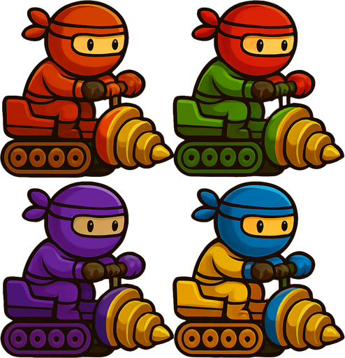 Same ninja character, with pack of all colors