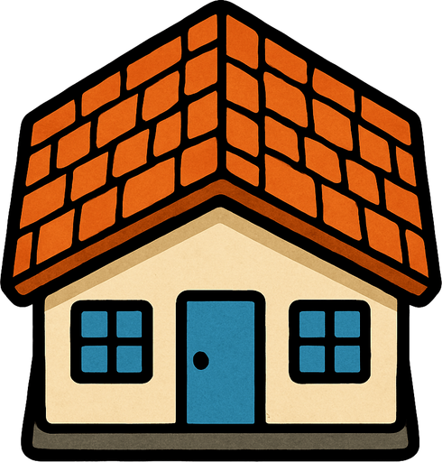 Top view of a house.
In-Game asset.  2d.  High contrast.  No shadows