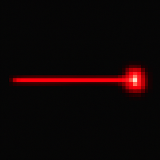 Красный лазерный луч пиксельный вид сверху.
In-Game asset.  2d.  High contrast.  No shadows