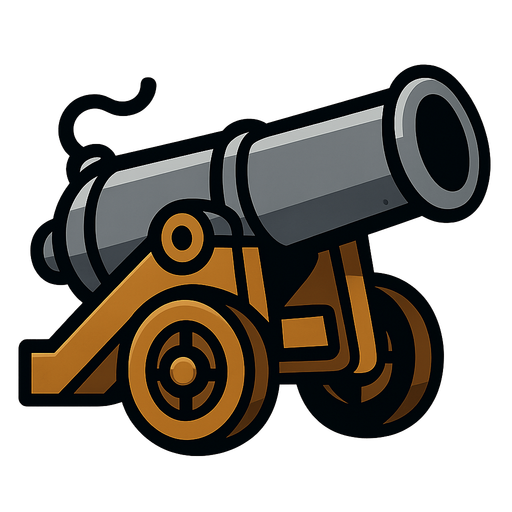 Cannon.
In-Game asset.  2d.  High contrast.  No shadows