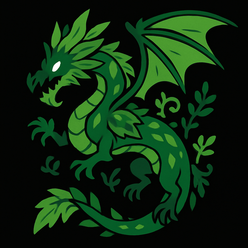 Dragon végétal et du vide.
In-Game asset.  2d.  High contrast.  No shadows