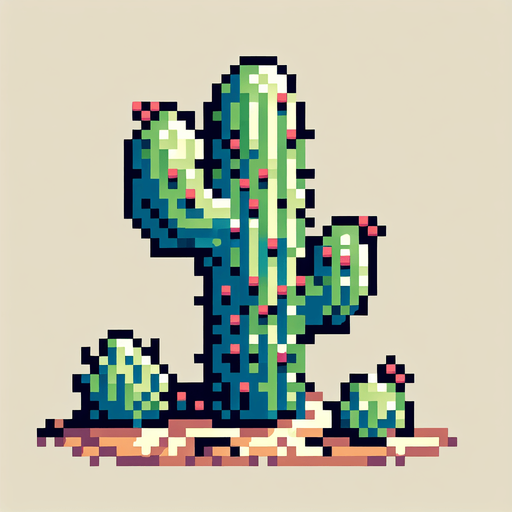 pixel art cactus.
Single Game Texture. In-Game asset. 2d. Blank background. High contrast. No shadows.