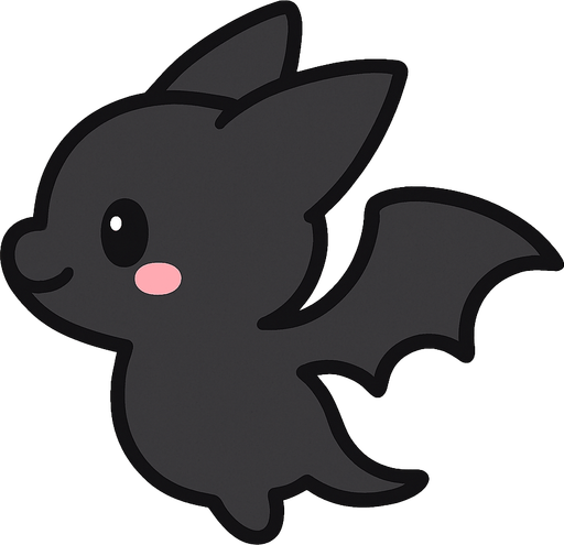 kawaii shadown bat de lado.
In-Game asset.  2d.  High contrast.  No shadows